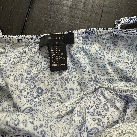 Blue and White Lace Slip Dress - Picture 4 of 4